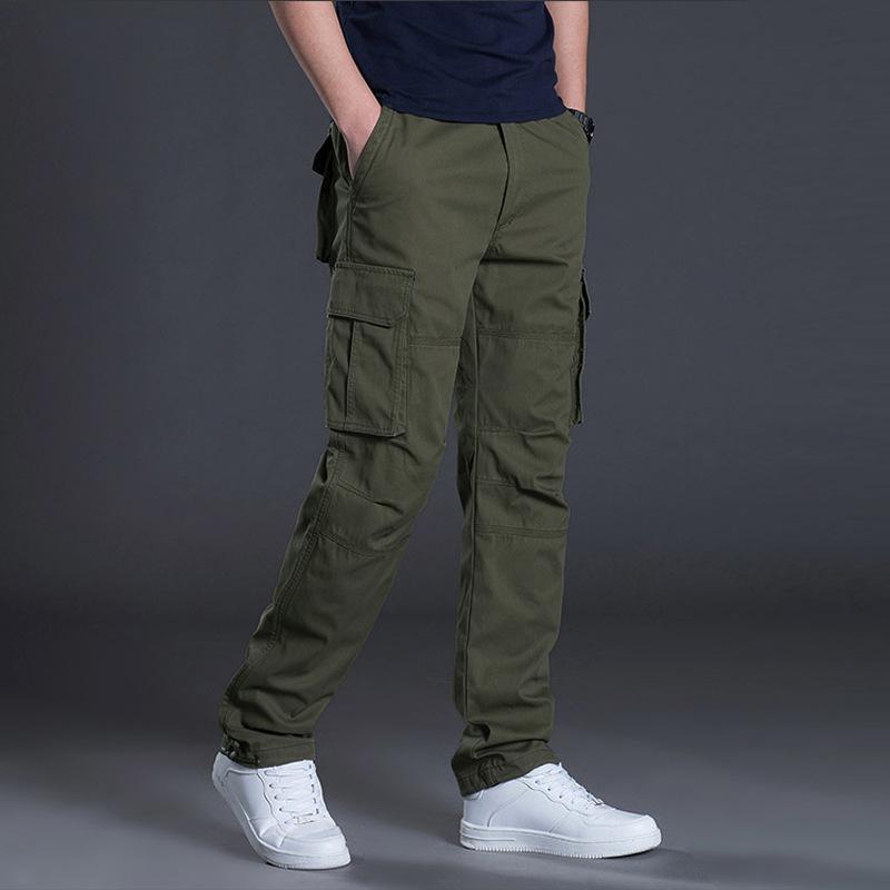 16Double8 Men's Trendy Fleece-Lined Cargo Pants: Medium-Thick, Multi-Pocket, Loose Straight-Leg, Plus Size, Autumn/Winter Collection. XL