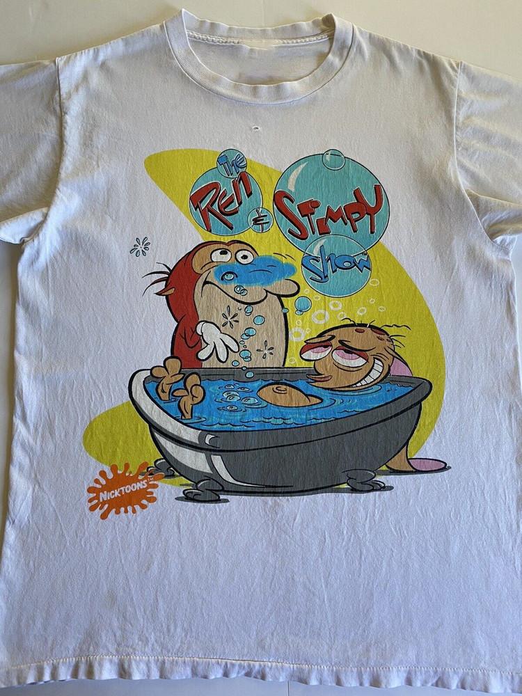 The Ren Stimpy Show Bathtub Adult White Shirt Unisex Cotton Tee Unisex T-Shirt XXXL