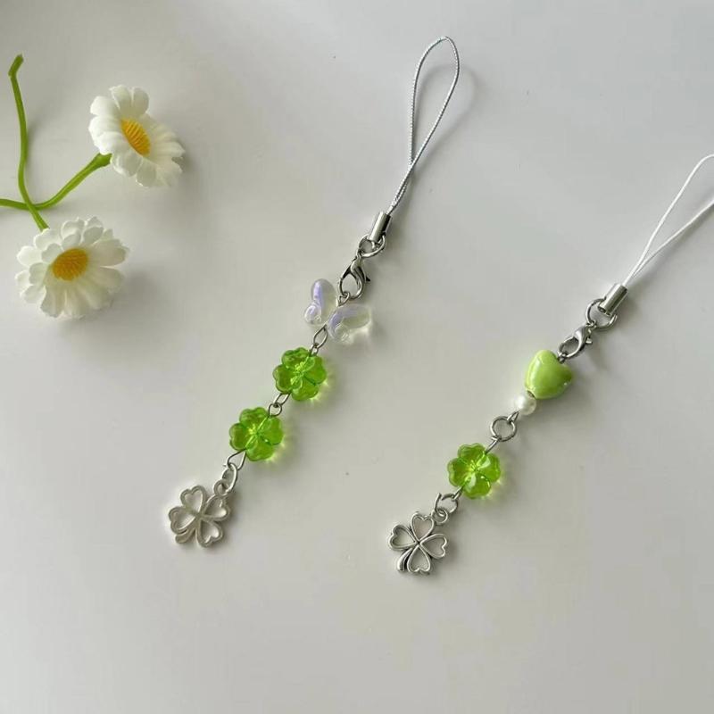 Charming Clovers Charm Phone Accessory Fashionable Good Luck Clovers Phone Trinkets Portable Phone Hanging Decoration
