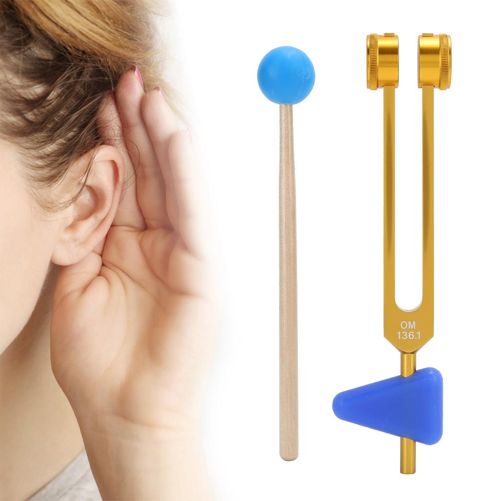 136.1HZ Aluminum Alloy Tuning Fork Sound Healing Therapy Tuning Fork with HammerLuxury Gold