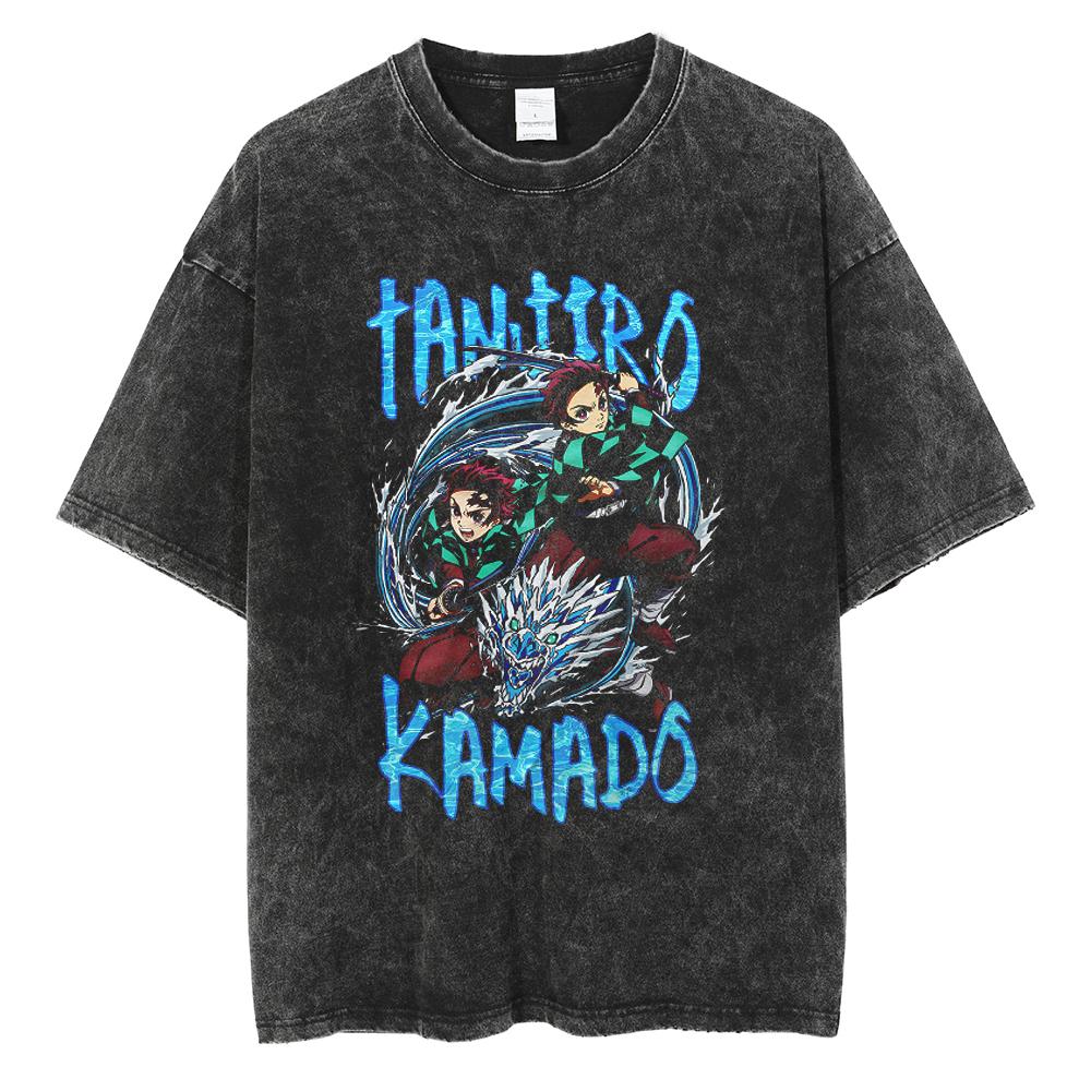 Anime Demon Slayer Rengoku Kyoujurou Graphic Printed Tshirt Men Women Manga T-shirts Washed Cotton Tee Harajuku Male T Shirt