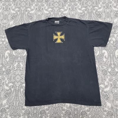 West Coast Choppers Vintage Cross T-shirt Black Yellow Logo Print T