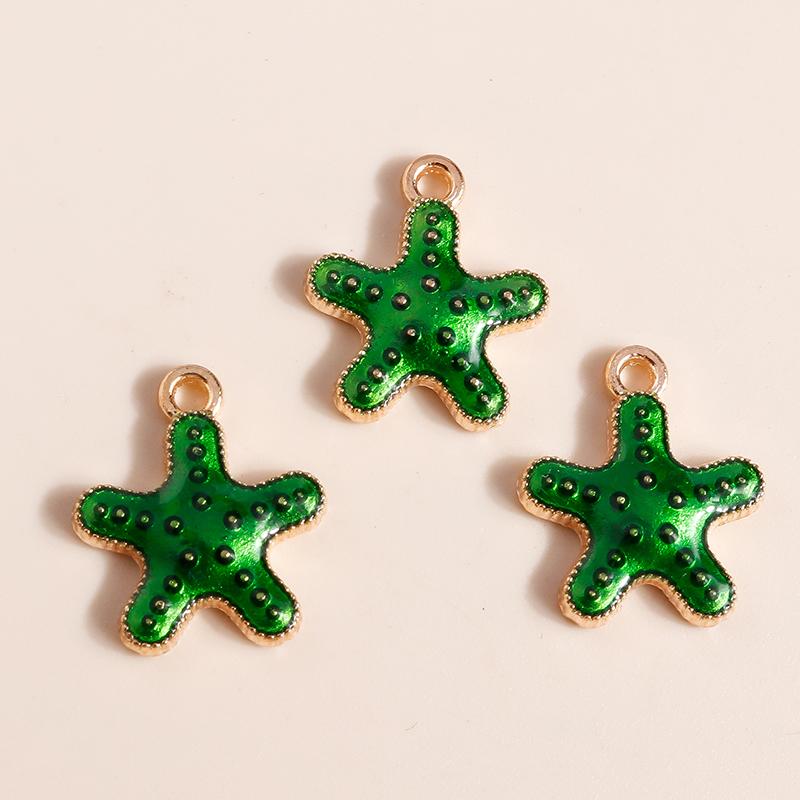 Leslie 10pcs Mix Cute Enamel Marine Organism Starfish Charms Pendants of Necklace Earrings Keychain Handemade DIY Jewelry Making