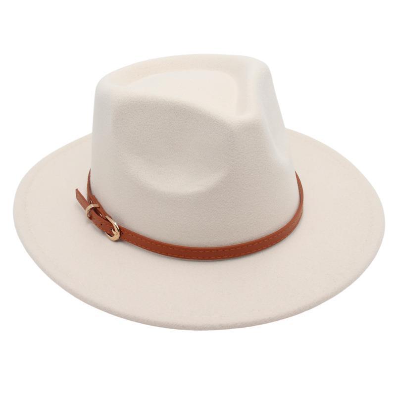Top Hat Jazz Hat Men'S And Women'S Plush Felt Hat Wool Hat Belt Buckle Tide