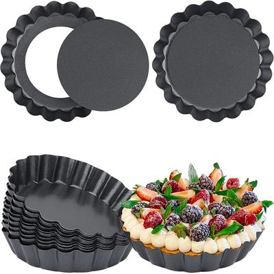 6 Size Mini Tart Pan with Removable Bottom Carbon Steel Quiche Pie Pan Nonstick Round Tartlet Mold for Pies Tart JT234