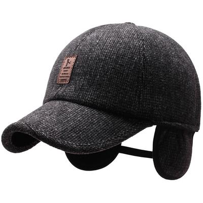 Baseball Cap with Ear Flaps Full Cap Men's Outdoor Hiking Sport Cap Old School Style Dad Hat Woolen Cap Winter/Autumn/Spring