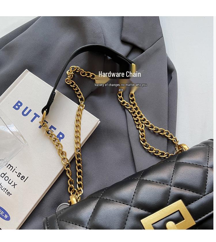 2025 Winter Women's Argyle Chain Versatile Crossbody Bag - Fashionable Small Square Shoulder Bag, Light Luxury