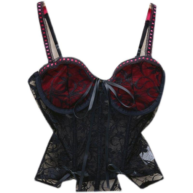 American Style Niche Style Sexy Sexy Thin See-through Lace Crocheted Camisole Women's Inner Wear Outer Wear Western Style Top