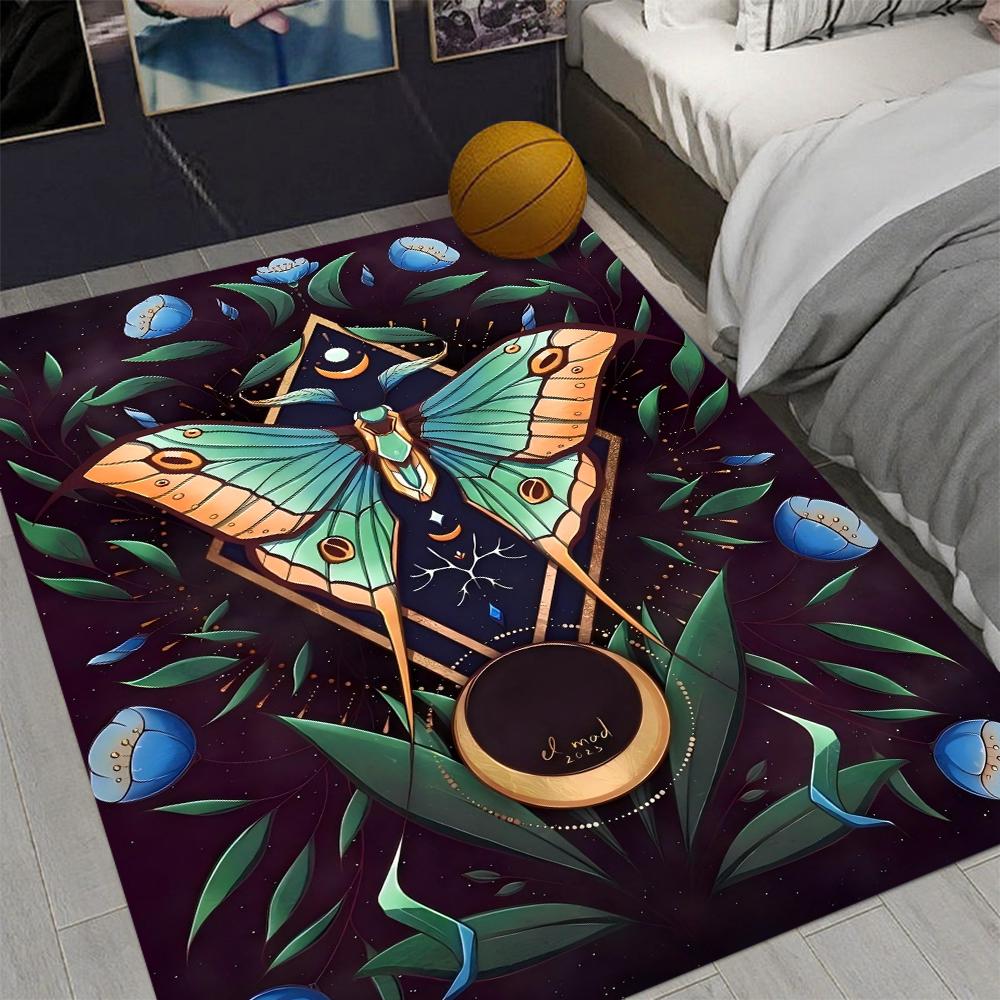 Mysterious Butterfly Plant  Area Rug for Home Living Room Bedroom Kitchen  Rug Non-slip Flannel Rug Machine Washable Floor Mat
