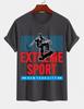 Unisexs Pure Cotton Solid Color Tshirt Extreme Sports Skateboard Print Crew Neck Short Sleeve New York Street Casual Top