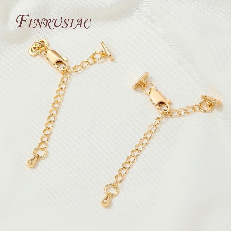 18K Gold Plated Extension Chain with Spring Clasp,2/3 Rows Pearl Necklaces Making,Tail Chain Connector Jewelry Accessories