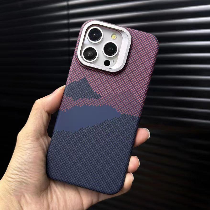 

Kevlar Magnetic Phone Case for iPhone 16 Pro Max with Starry Sky Design and Full Lens Coverage Stand iPhone 14