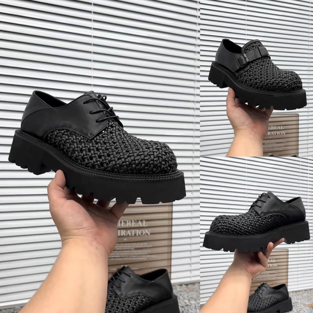 New men's pure leather casual and comfortable woven men's shoes high quality fashion versatile handsome advanced sense support ciphertext