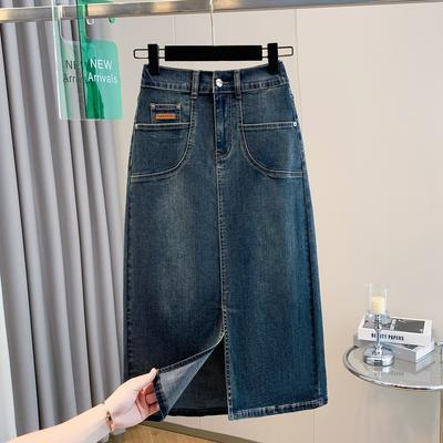 DIMANAF 2025 Plus Size New Spring Elastic Denim Skirts Women A-Line Fashion Loose Skirt High Waist Vintage Maxi
