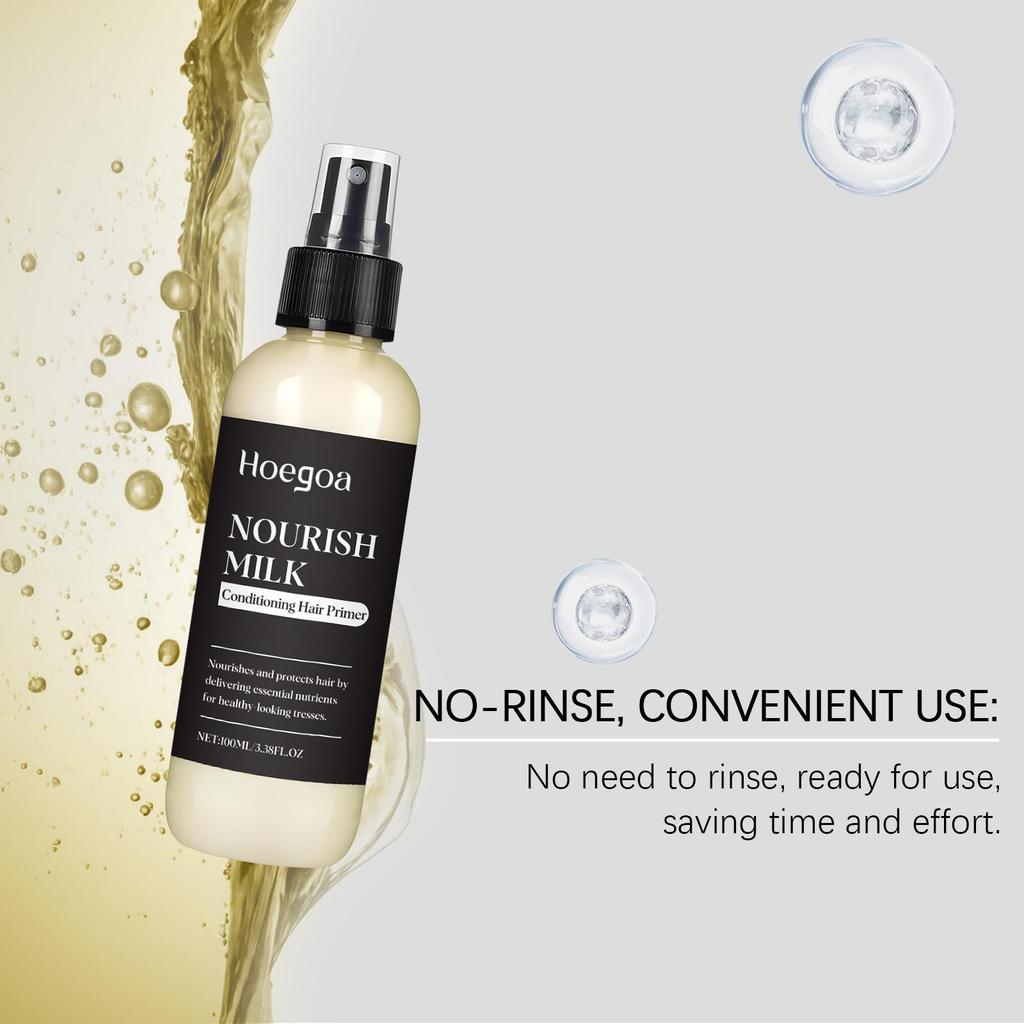 Hoegoa Milk Hair Care Spray 100ml Deeply Moisturizes Hair  Prevent Dry Frizzy , milk hair primer, smooth conditioner for all hair types