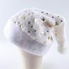 White Plush Christmas Hat Gold Silver Sequins Snowflake Santa Hats Caps For Xmas Home Party Decor Navidad Gifts