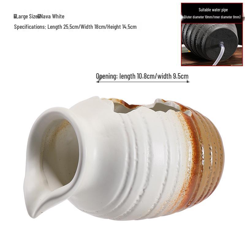 Eco Tank Pottery Jar: Ancient Flow Filtration Ornament for Oxygenating Fish, Courtyard Landscaping, and Fountain Decoration.