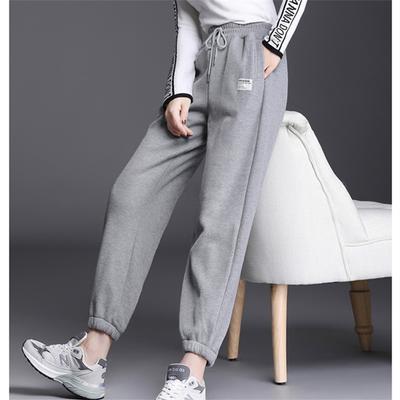 Autumn Winter Women Sports Pants Korean Thick Female Fleece Sweatpants Baggy 2021 High Waist Joggers Gray Trousers Female 6xl