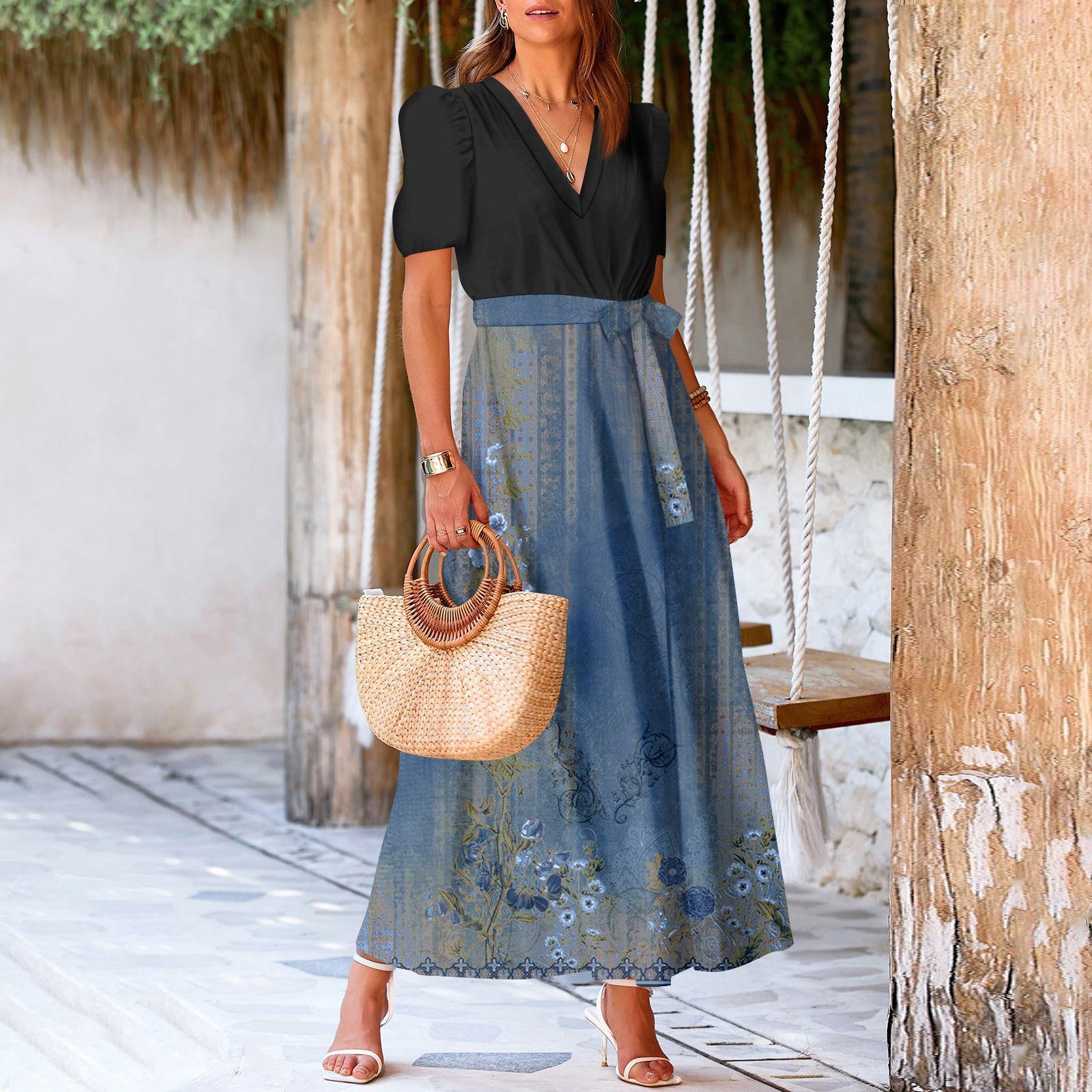 

Женское летнее платье свободного покроя для пляжного отдыха, повседневное платье-жилет с глубоким V-образным вырезом, элегантное платье-рубашка XXL