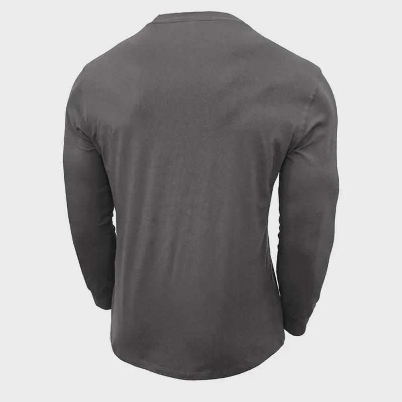 Heren Katoen Henley Shirt met Lange Mouwen - Europese & Amerikaanse Stijl