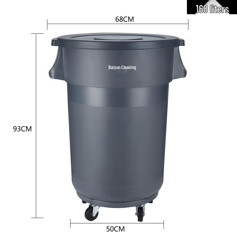 Large Round Wheeled Trash Can with Lid for Outdoor or Kitchen Use