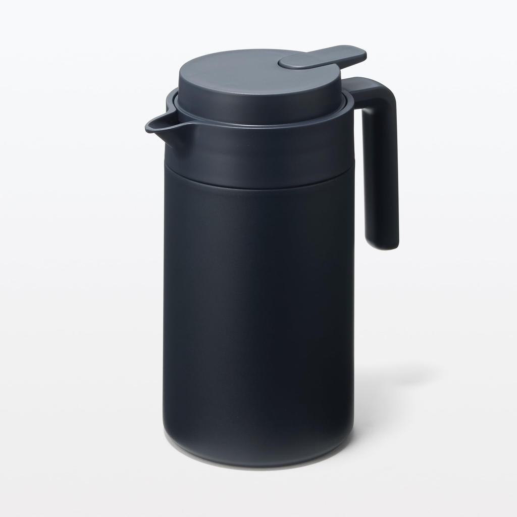 MUJI Insulated Tabletop 84334566 Wide-Mouth, Easy-to-Wash Pot, Black, 1.3L,