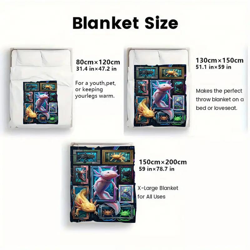 Axolotl Diversity Frames 2D Flat Pattern Flannel Blanket, High Quality All Seasons, Home Decor, Warmth and Comfort, Perfect for Christmas Gifts.