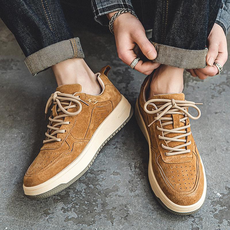 Scarpe Casual da Uomo Leggere Traspiranti Scarpe Marroni da Uomo Piatti con Lacci Sneakers in Camoscio da Uomo Viaggio d'Affari Unisex Tenis Masculino