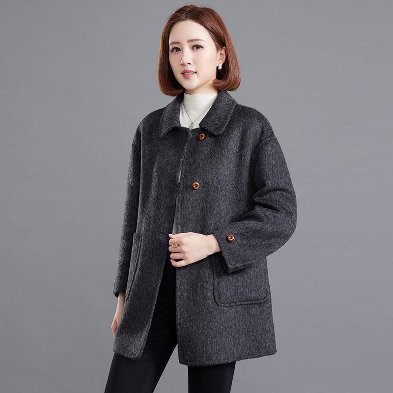 

2025 Autumn/Winter Mid-Length High-End Double-Faced Wool Coat - Loose Casual Style L