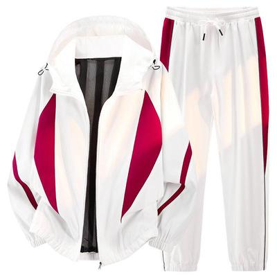 Men's Spring & Autumn Loose Fit Sports Suit: Stand-up Collar Jacket & Long Pants, Plus Size Two-Piece Set
