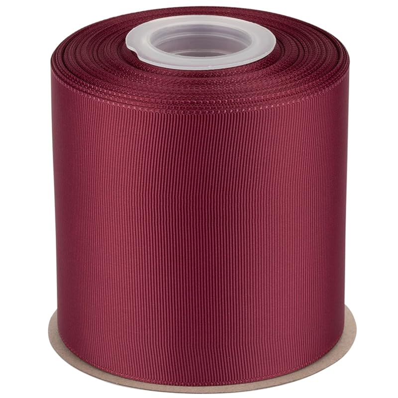 

[Tekdeere]Width 100mm solid Burgundy grosgrain ribbon, perfect for gift wrapping, sewing, hair accessories, wedding decorations - 22 meters/roll