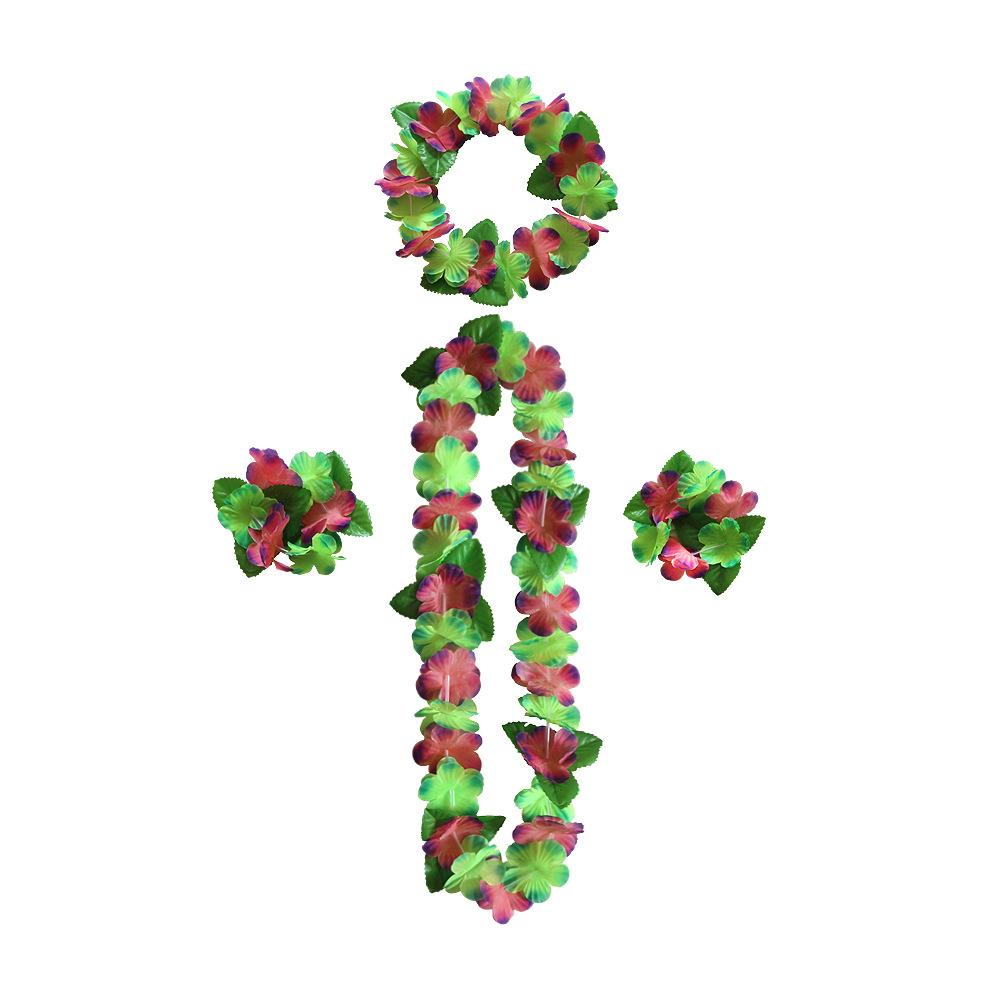 Hawaiian Leis Party Decorations, Hawaiian Flower Necklace Flowers Bracelets Headband, for Tropical Hawaiian Party Theme Beach Party