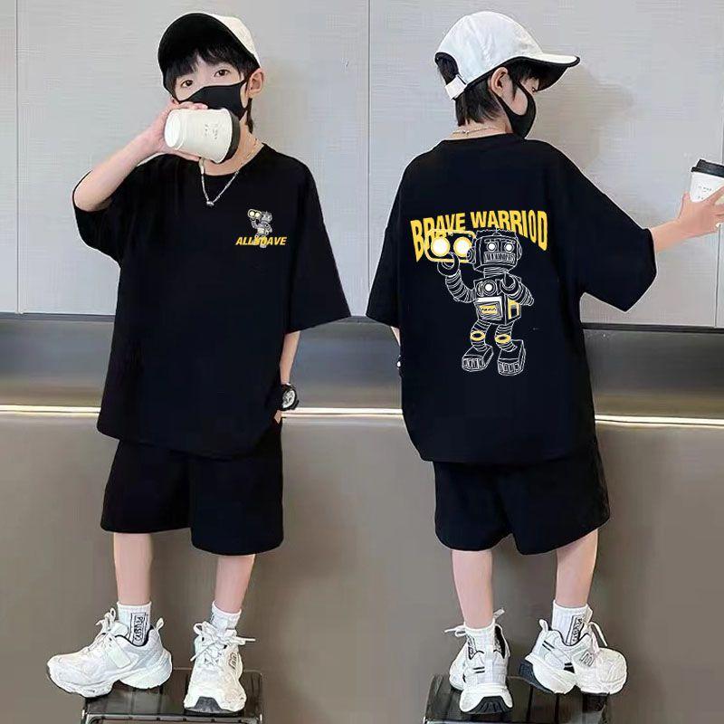 Summer children s robot fashion short sleeved top+sports shorts 150
