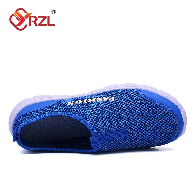 YRZL Shoes for Men Casual Sneakers Blue Mesh Breathable Sports Running Shoe Daily High Quality Slip On Outdoor Man Walking Shoes