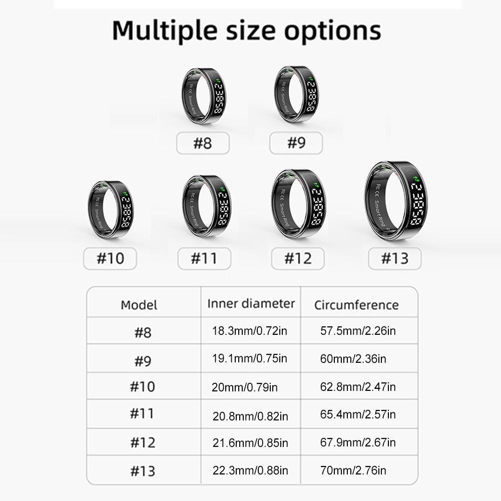 R11 Smart Ring with Display Screen and Touch Heart Rate Blood Oxygen Monitor Ring Wireless Charging Fitness Ring for Men Women