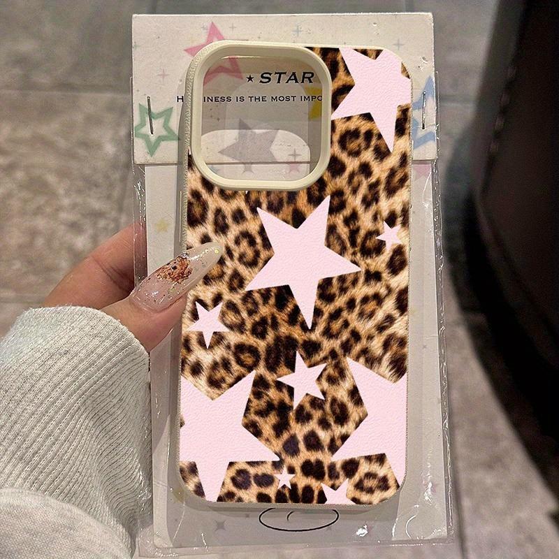 Pink Star Leopard Print TPU Pattern Silicone Phone Case For iPhone 17 16 15 Pro Max 14 13 12 11 XS X XR 16E 16 Plus 17 Air Cover