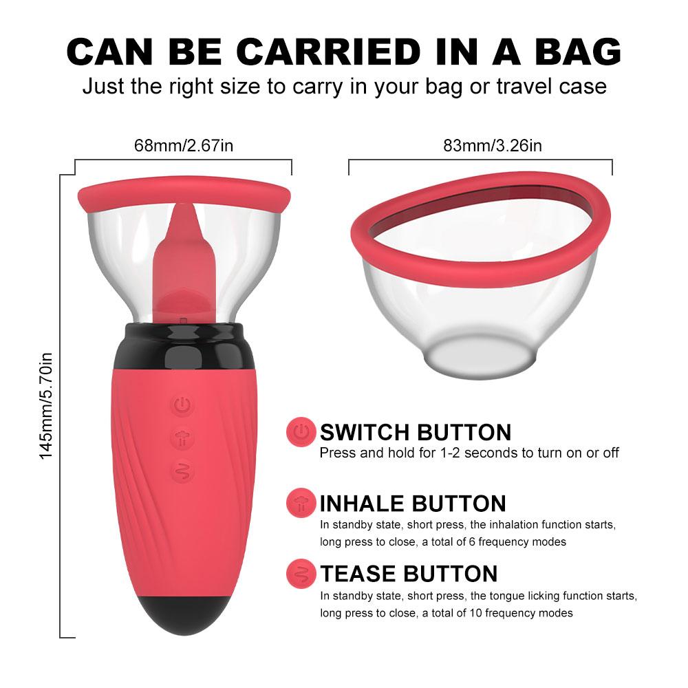 Sucker Breast Enlargement Massager 10 Frequency Vibration Nipple Stimulator Sucking Tongue Licking Sex Toys for Women Adult 18