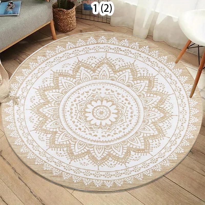 

Vintage Boho Floral Medallion Mandala Round Soft Area Rug Washable Non-Slip Indoor Floor Mat for Bedroom Living Room Home Decor 80cm x 80cm
