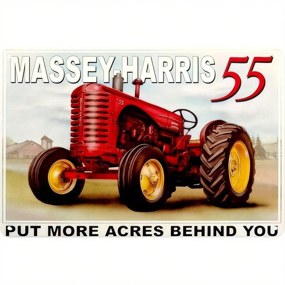 Vintage Massey Harris Tractor Metal Tin Sign Farmhouse Rustic Wall Art Garage Man Cave Bar Decor
