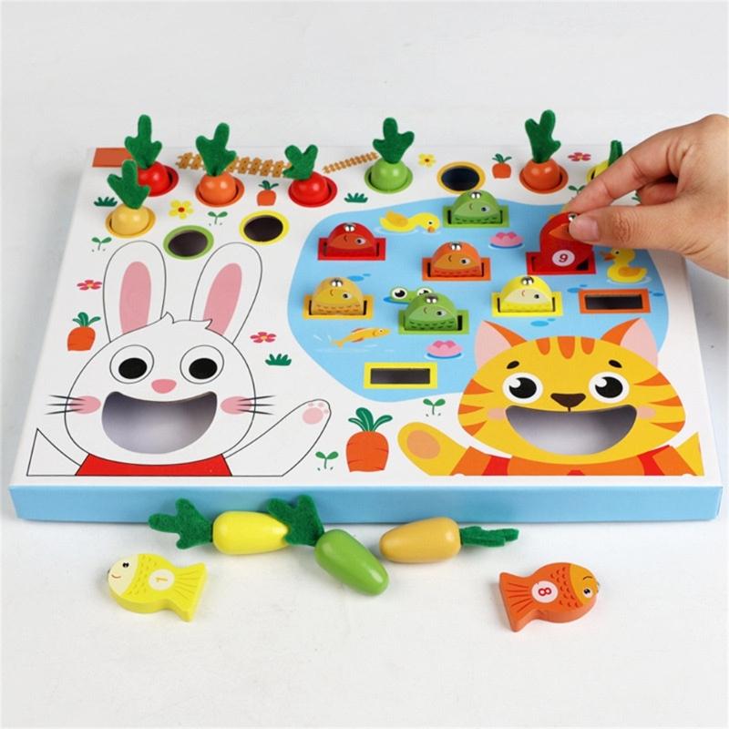 Early Learning Puzzle Toy For Kids Interactive Fishing And Carrot Harvesting Activity Toy for Hand Eye Coordination