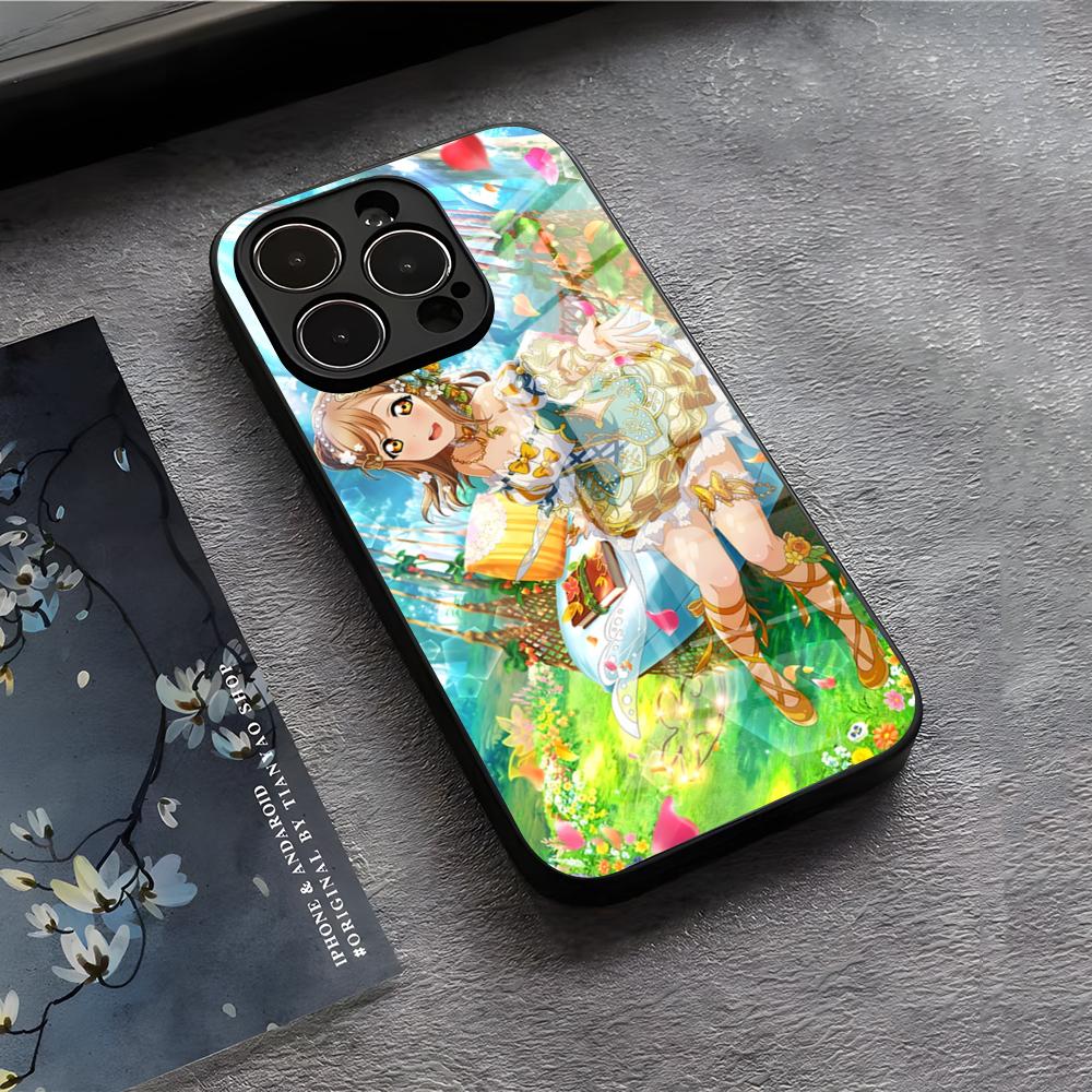 Love Live Anime Handyhülle Für IPhone 17 Air 16 E Pro Max 15 14 13 Mini 12 Pro 11 Max Plus Schwarze Glasabdeckung