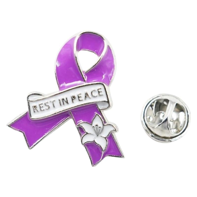 Rest in Peace Ribbon LilyBrooch Lightweight Design Corsage Pin Gift Giving Anniversary Celebrations Secure Fastening