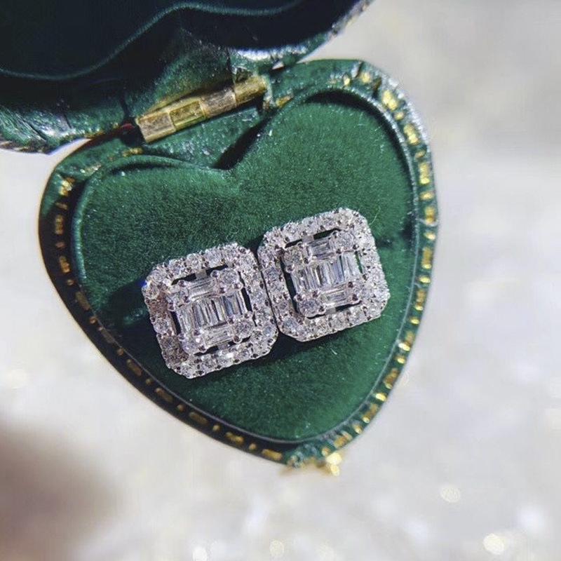 Cao Shi Luxury Zircon T-Square Diamond Earrings - Exquisite Valentine's Day Gift for Her.