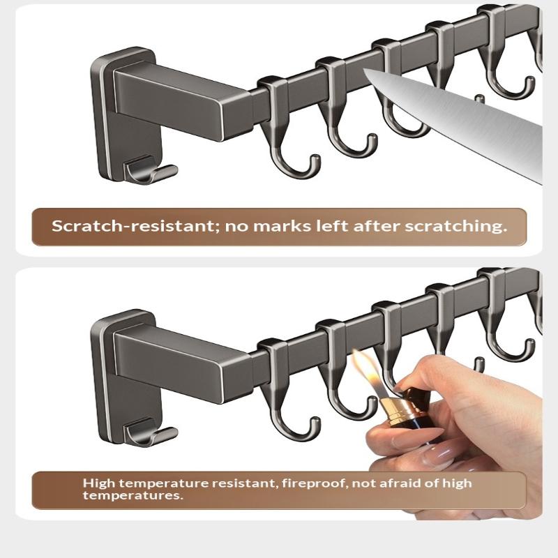 Multi-functional Wall-mounted Knife Holder with No-drill Kitchen Hooks for Easy Hanging and Organization