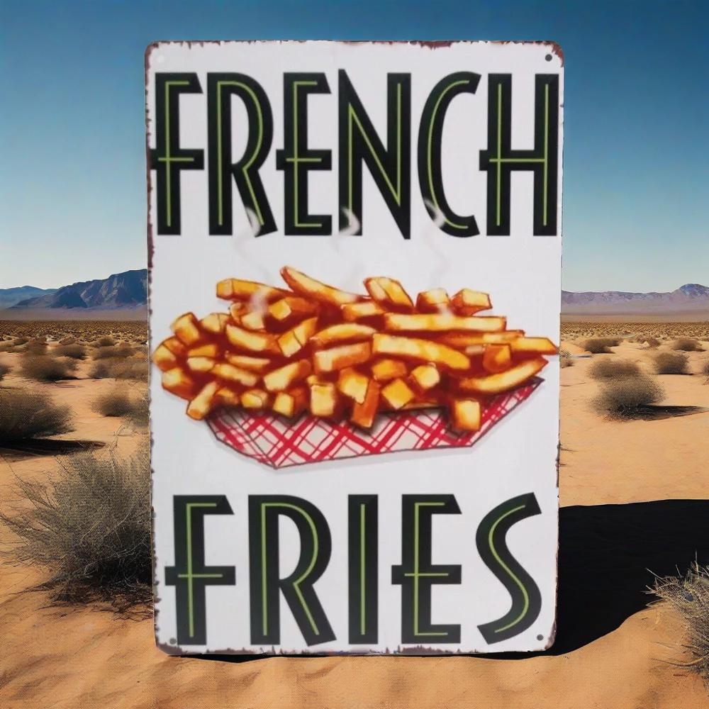 Frische Pommes Frites – Vintage Blechschild | Perfekt für die Heimküche & Geschäftsdekoration