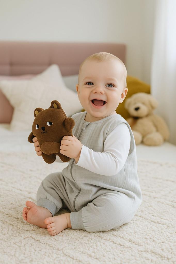 Musselin Schlafsack für Kinder mit Beinen L 9-24 Monate Sommer TOG 1.0 - grau