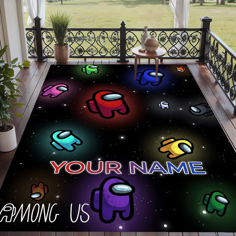 Custom Text Printed Rug Among Us Non Slip Floor Carpet For Home Room Decor