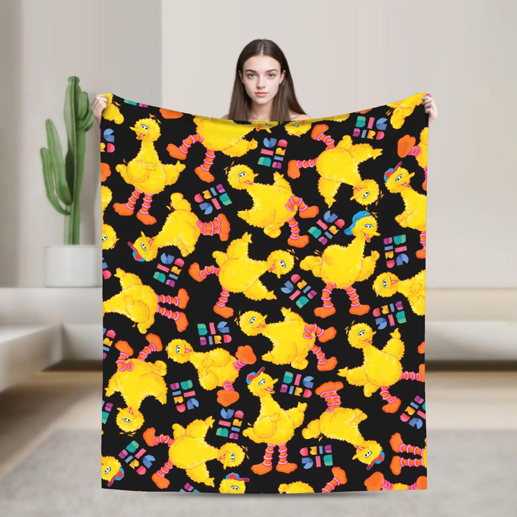 Super Warm Blanket Airplane Travel Zoe and Rosita on Yellow Bedding Throws S-Sesames Streets Flannel Bedspread For Couch Bed