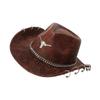 Stylish Unisex Broad Brims Hat PU Fashionable Ethnic Print Perfect For Outdoor Event Costume Parties Travel
