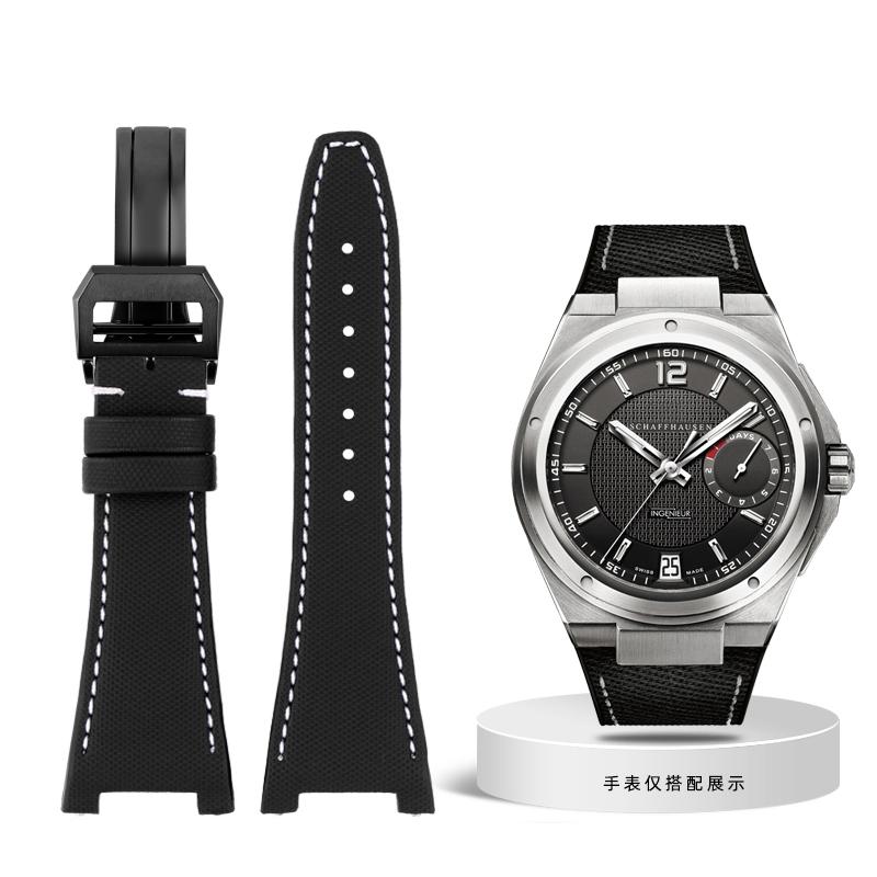 Nylonowo-skórzany pasek do zegarka IWC Engineer z wycięciem Pasek IW500501 IW378507 IW322703 Seria Czarny Sportowy płócienny pasek do zegarka
